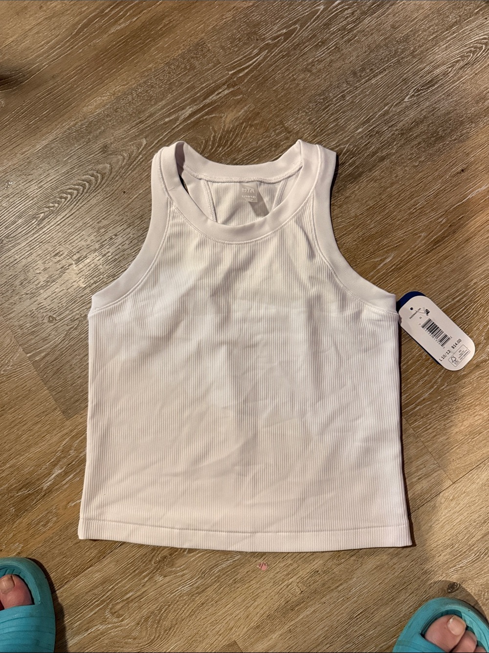 Size Girls Medium 10/12 MTA Sport White Ribbed Crewneck Tank